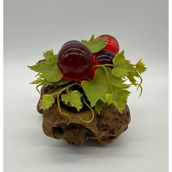 Vintage Lucite Grapes Red Burl Wood Mid Century Modern Decor Driftwood Acrylic - Picture 3 of 10